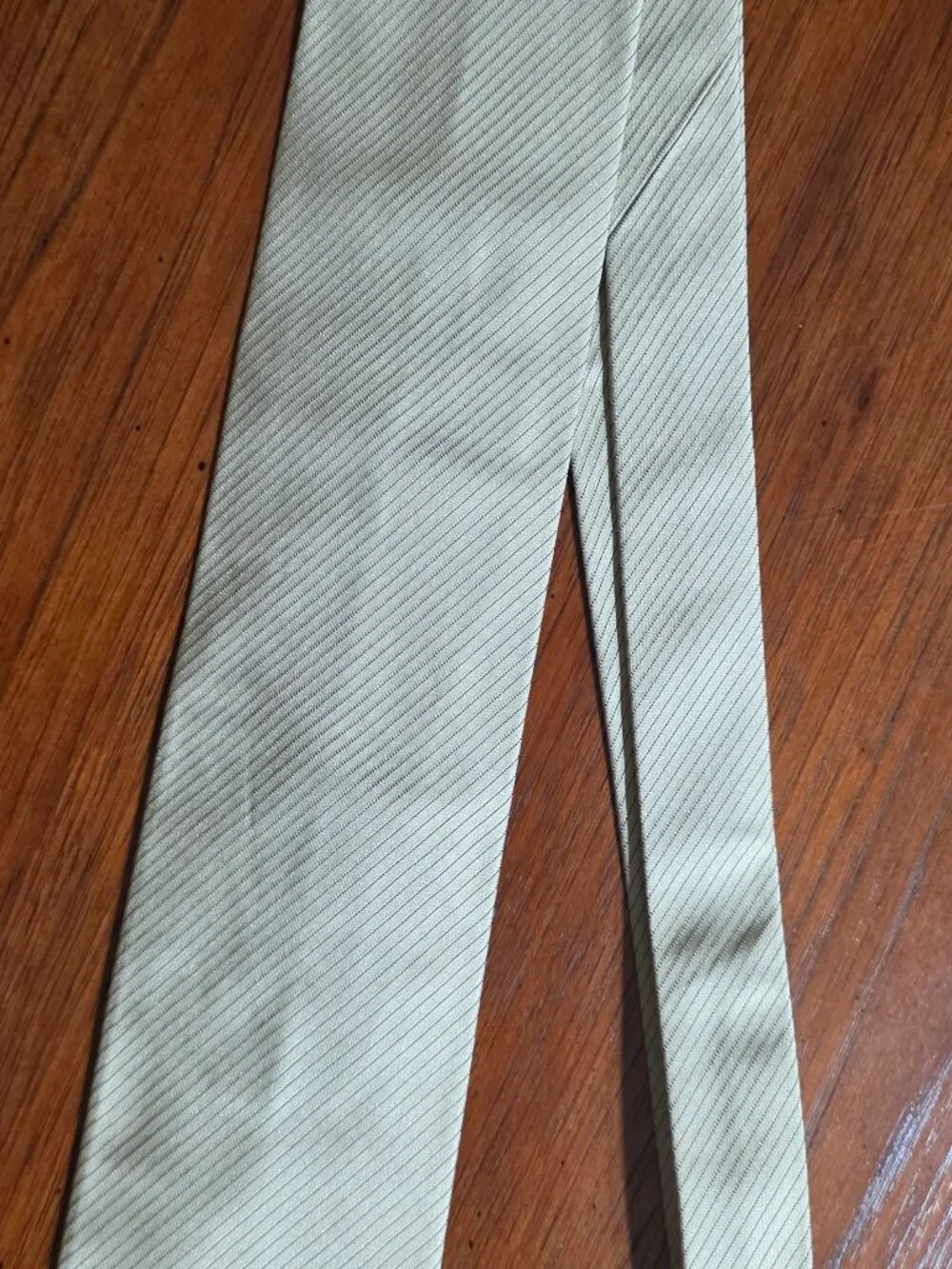 Brioni 100% Silk Tie Pale Champagne Yellow Diagonal Micro Stripe Italy Sartorial
